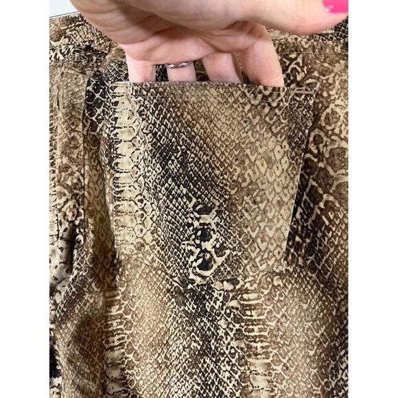 Ralph Lauren Pant Women 10 Brown Snakeskin Straight Ankle Neutral Mob Wife 80s - Picture 14 of 16